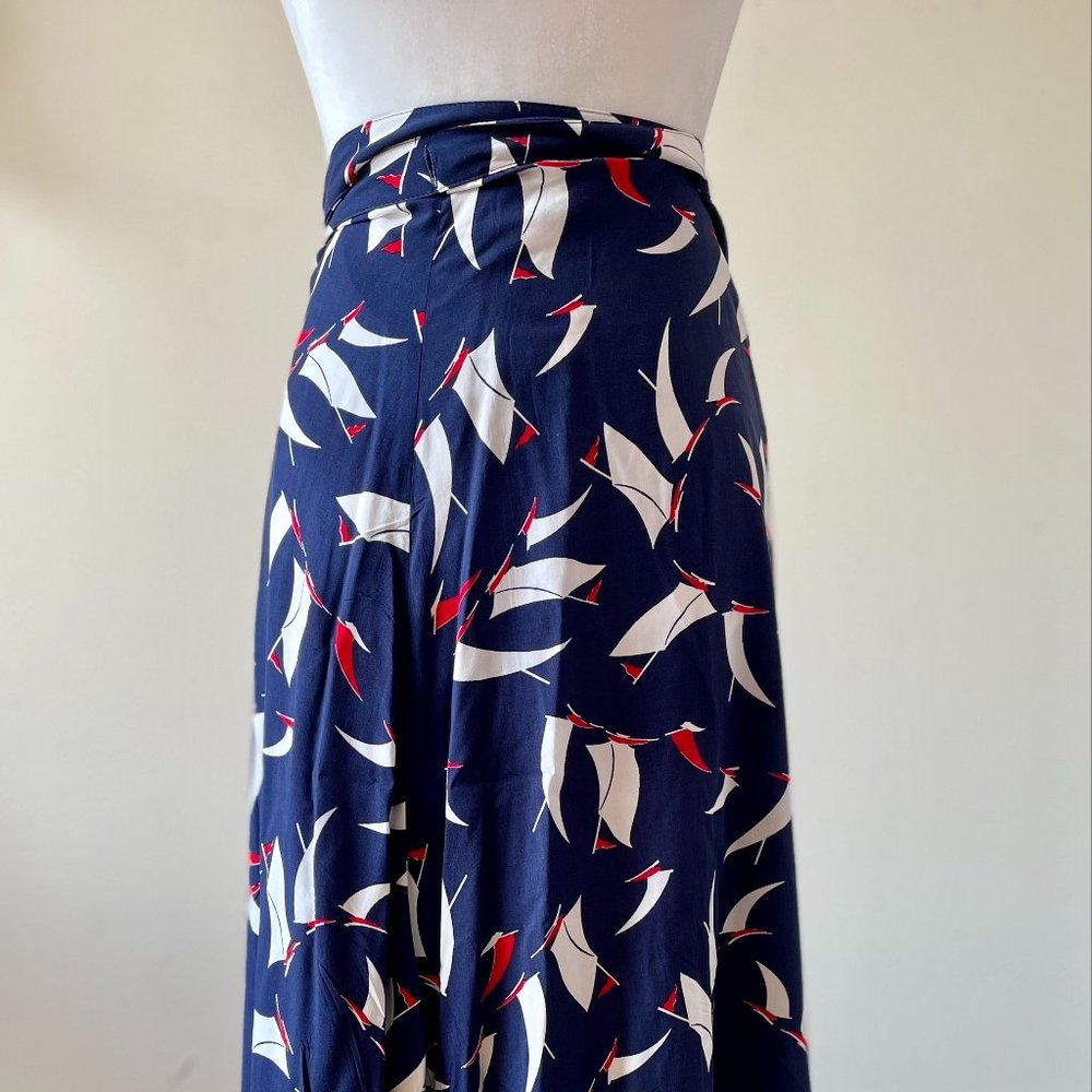 Ralph Lauren Nautical Sail Boat Long Wrap Maxi Skirt